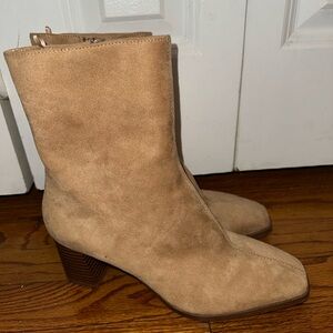 Bloomingdale's Camel Suede Heeled Boots
